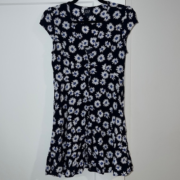 Navy Blue and White Floral Mini Dress - Picture 1 of 2